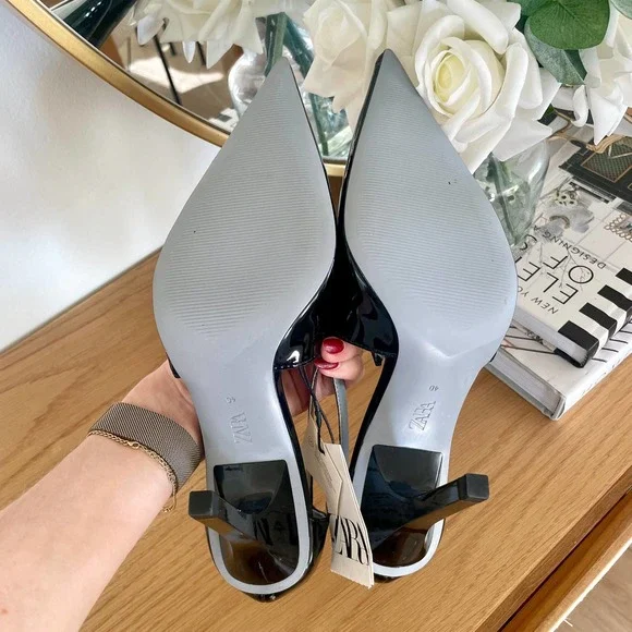 ZARA CUT OUT PATENT POINTED HIGH HEELS 9 - Picture 12 of 13